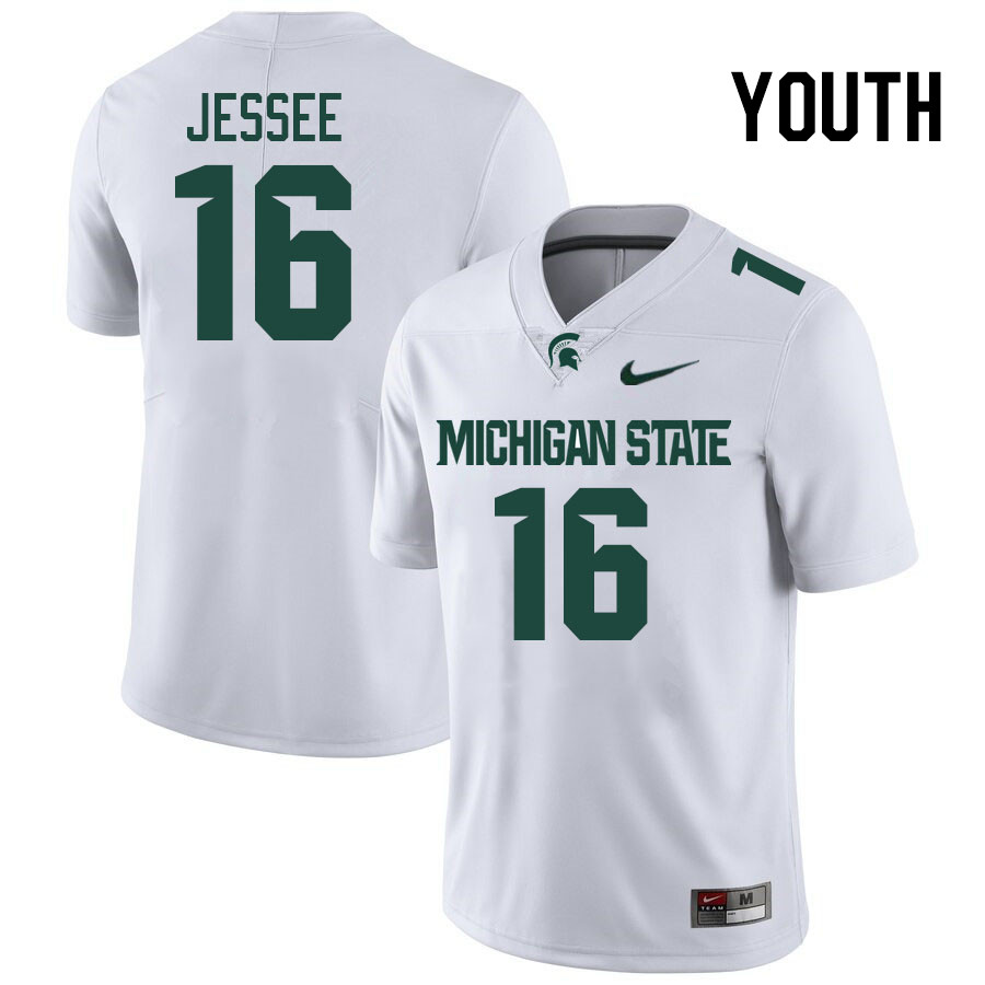 Youth #16 Ryland Jessee Michigan State Spartans College Football Jersesys Stitched-White